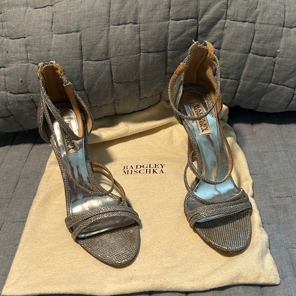 Badgley Mischka Glittering Silver Heels